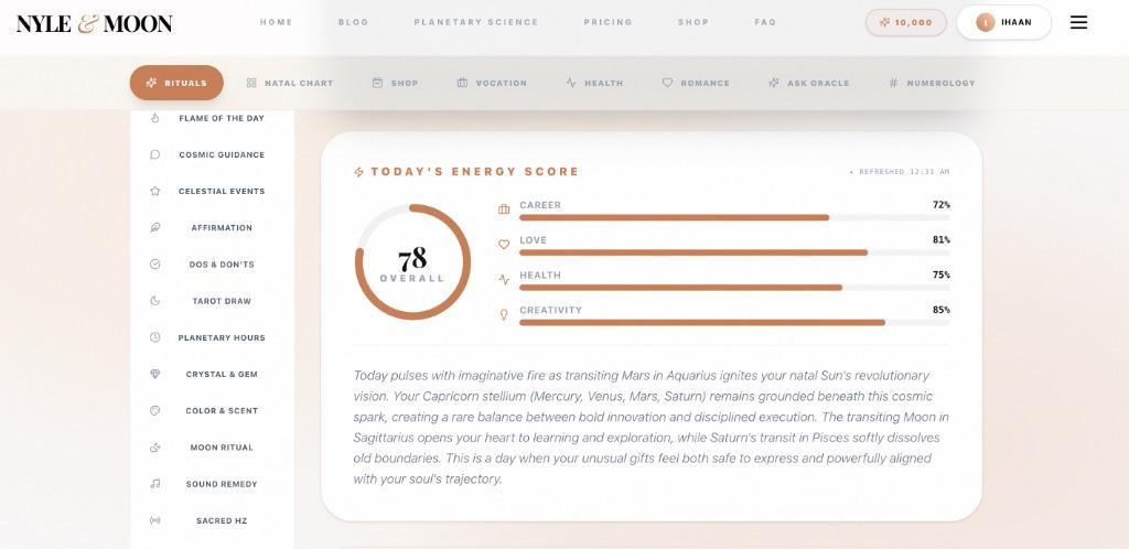 Energy Score — Career, Love, Health & Creativity